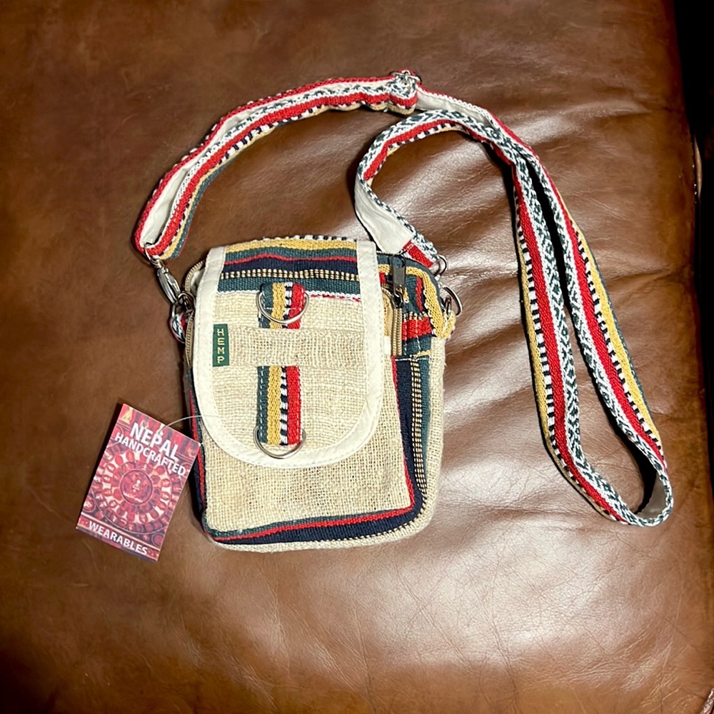 Hemp CrossBody | Handmade | Shoulder Sling| Travel Bag | Unisex| THC FREE| NWT